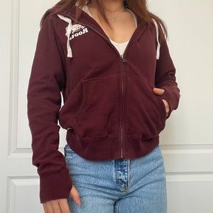 Maroon Roots Zip Up Sweater